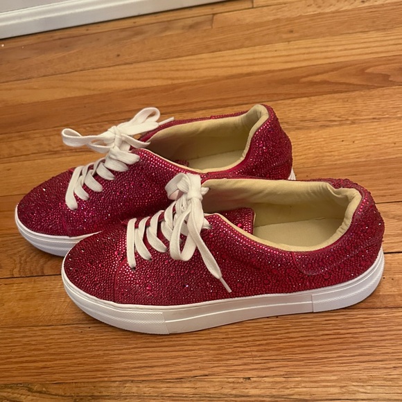 Betsey Johnson Sparkling Pink Sneakers Size 9 Worn once - Picture 2 of 8